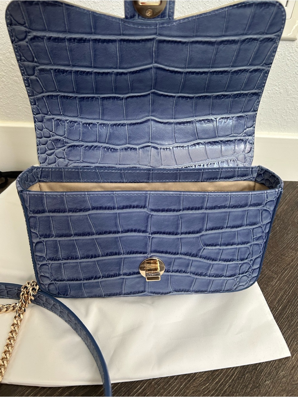 Brahmin Rosa Bellbottom Blue Fleur Genuine Leather - Picture 9 of 10